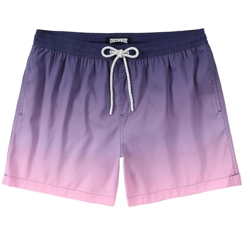 CoozySphere Men's 5 Inch Quick Dry Swim Trunks Purple Gradient Medium