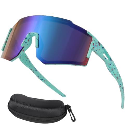 Kids UV Protection Baseball Sunglasses with Case - Green-Blue Youth Sports Glasses