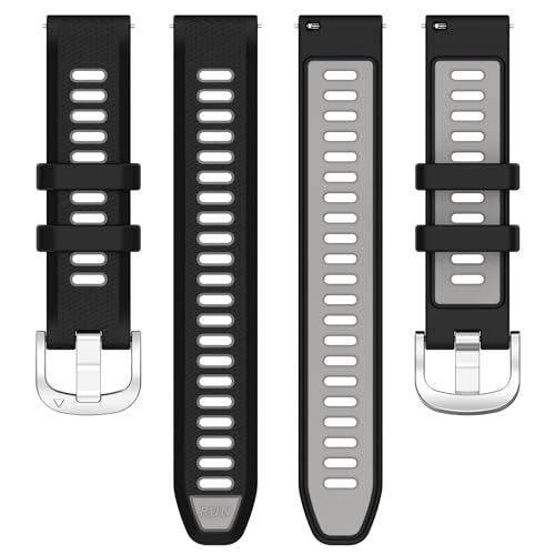 Garmin Venu 3S Replacement Bands - 18mm Black Gray Silicone Strap