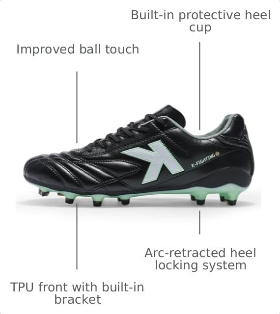 KELME Men's Soccer Cleats 9.5 Black - Outdoor Firm Ground Football Shoes