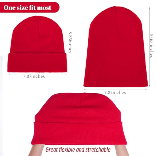 Warm Knit Beanie Hat for Men & Women - Red