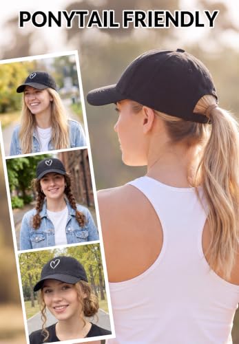 Zando Women's Heart Embroidered Baseball Cap, Low-Profile Dad Hat