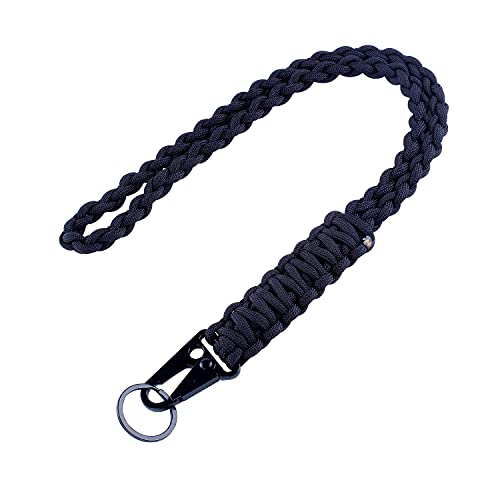 Heavy Duty 550 Paracord Neck Lanyard Keychain - Black