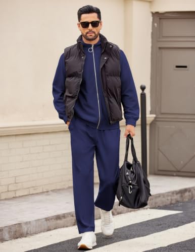 Men's Jacquard Textured Jogging Set - COOFANDY 2-Piece Tracksuits, Large Blue Violet