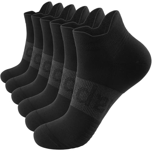 Lapulas Compression Socks for Men & Women, 6 Pairs Ankle Running Support Socks Black XL