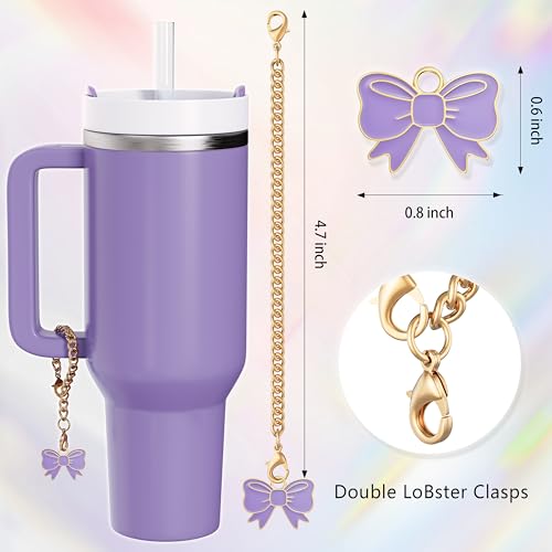 Bow Straw Topper and Charm Set for 30 & 40 Oz Tumblers - Purple