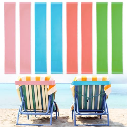 8-Pack Silicone Beach Towel Bands for Cruise and Pool Chairs