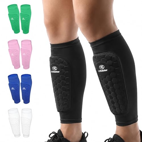 RIDBIKER Kids & Adults Soccer Shin Guards Black Medium Impact Protection