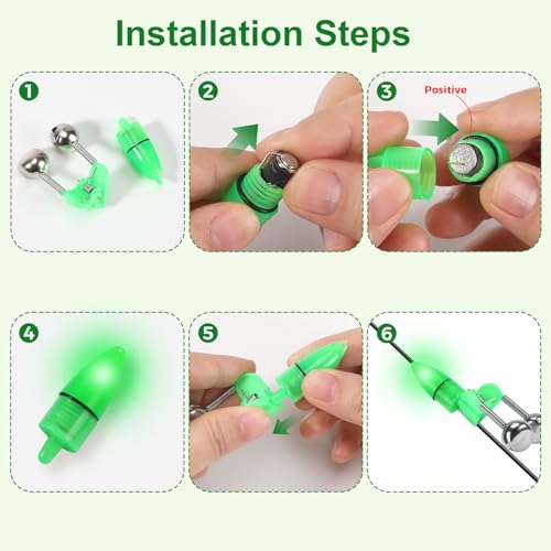 25 PCS Fishing Rod Bells with Tip up Lights, Dual Bite Alarms for