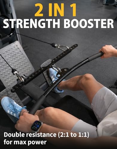 Fit4Fun 23in Heavy-Duty Steel Lat Pull Down Cable Adapter with Carabiner & 360° Connector