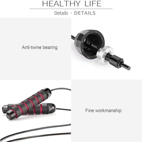 Adjustable Jump Rope with Ball Bearings & Memory Foam Handles