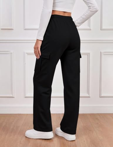 Micoson Women's Wide Leg Fleece Cargo Sweatpants for Fall & Winter