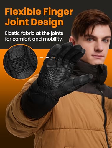 AMZYXH X-Large Rechargeable Heated Waterproof Gloves for Men & Women Winter Outdoor Activities