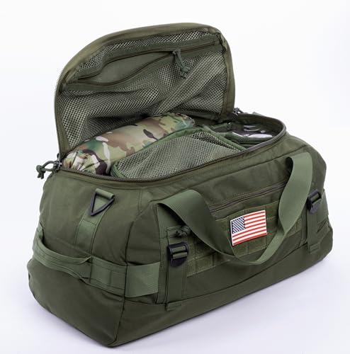 XMILPAX Olive Drab Tactical Duffle Bag 35L MOLLE Gear Travel Bag for Hunting & Camping