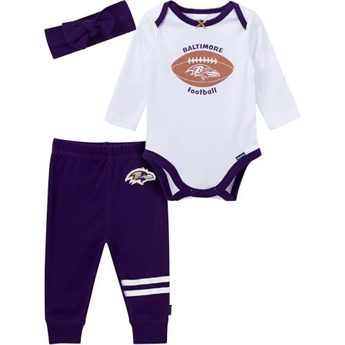 NFL Baby Girls 3-Piece Outfit Set - Ravens 3-6 Months