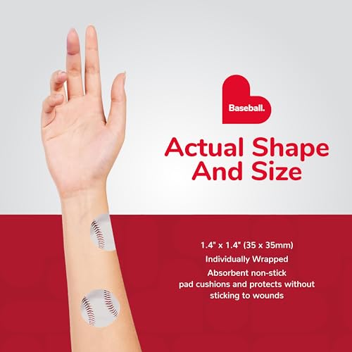 Baseball-Shaped Adhesive Bandages - Latex Free, 24 Count