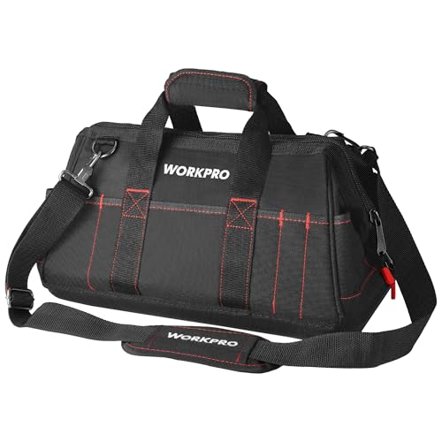 WORKPRO 16-inch Close Top Wide Mouth Tool Storage Bag with Water Proof Rubber Base, W081022A, 16"