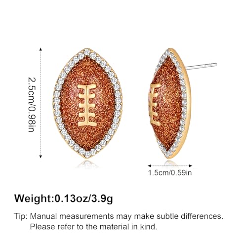 14K Gold Plated Rugby Football Earrings - Sports Fan Jewelry