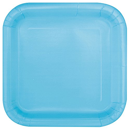 Powder Blue Square Dessert Plates - 7" - Pack of 16