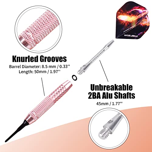 WIN.MAX Darts Soft Tips 12 Pcs for Electronic Dart Boards Pink Silver Rainbow Variants