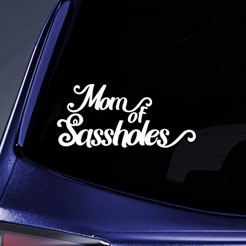 Mom of Sassholes Vinyl Sticker Decal - 5.5" White