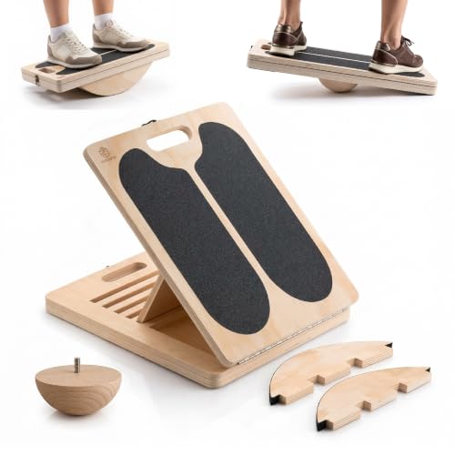 GRITSPAN 3-in-1 Adjustable Wooden Balance & Wobble Board - Standard