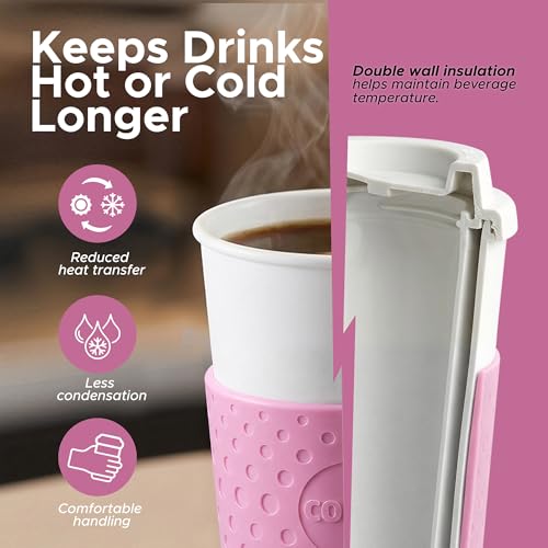 Copco Acadia Travel Mug 16oz Bubble Gum Set of 2 - Half-Close Seal BPA-Free