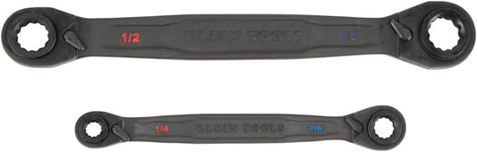 4-in-1 Reversible Ratcheting Box Wrench Set - Klein Tools, SAE, 2-Piece, 1/4 to 3/4-Inch