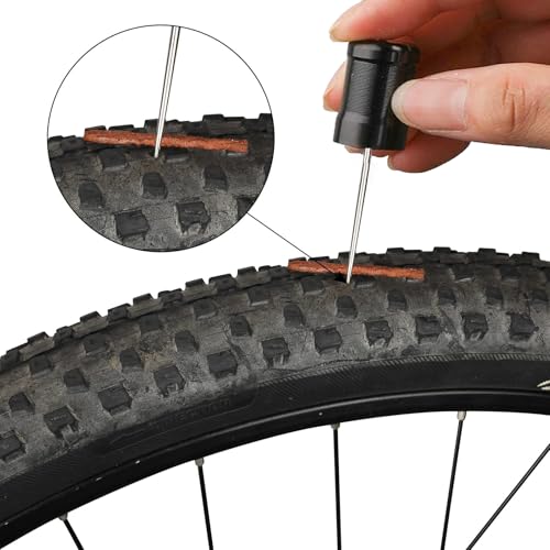Tubeless Bike Tire Repair Kit with 5 Bacon Strips & Insertion Tool - Orange & Black