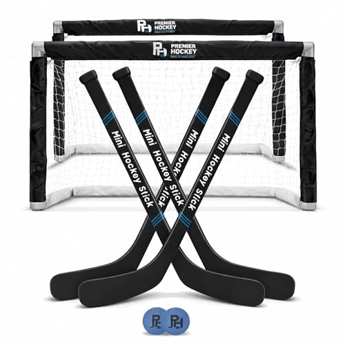 Mini Hockey Set - 4-Player Indoor Kit with Goals & Sticks
