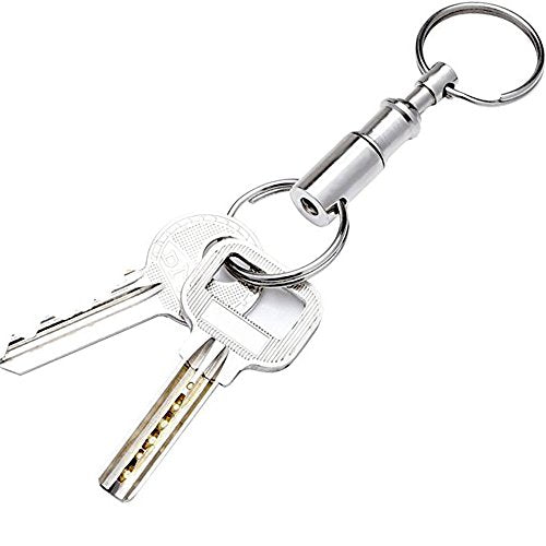 Detachable Quick Release Keychain Valet Key Holder - Stainless Steel