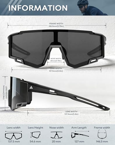 Polarized Sports Sunglasses for Men and Women - Black/Dark Blue/Red