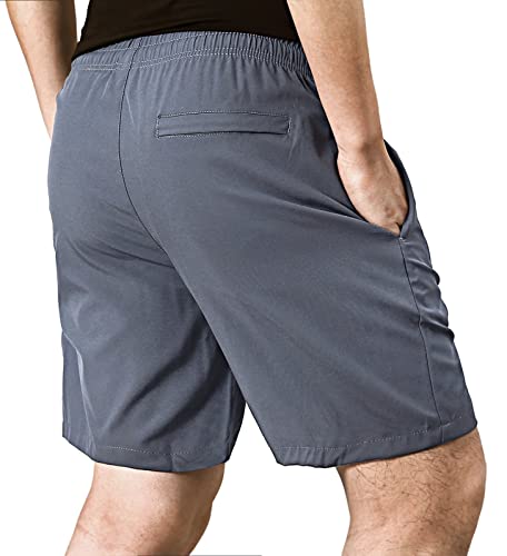 Men's Quick Dry Athletic Shorts - Lightweight Gym Shorts with Pockets - Gray 40-42