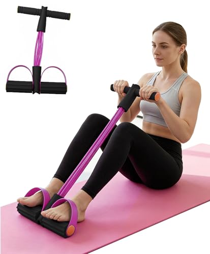 Pedal Resistance Bands with Handles - Durable 6-Tubes, Pink