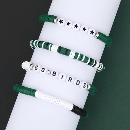 Football Fan Bracelet - Green Eagles Cheerleader Gift