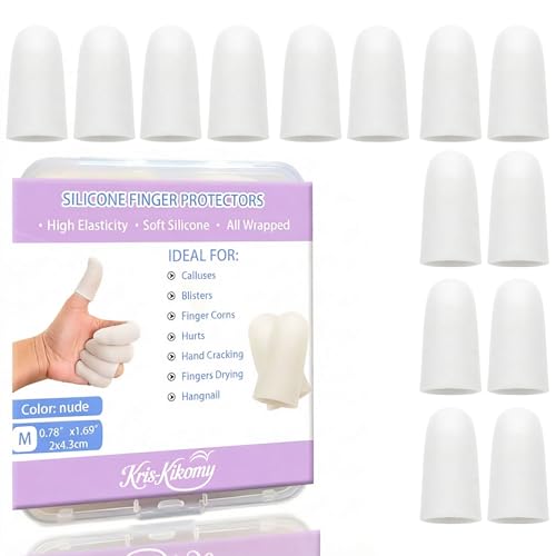 14pcs Silicone Gel Finger Protectors - White Fingertips Cots