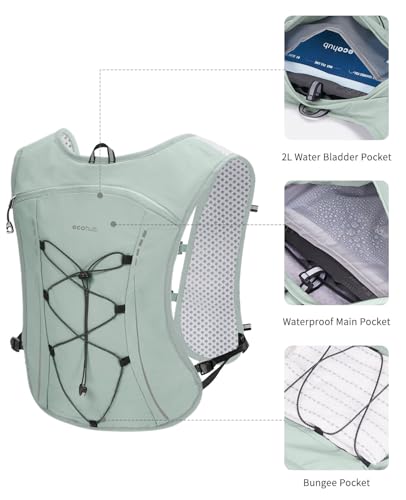 ECOHUB Green Hydration Vest with 2L Water Bladder Lightweight Backpack