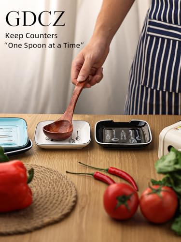 Ceramic Spoon Rest for Kitchen Counter - 4.75 Inch, White
