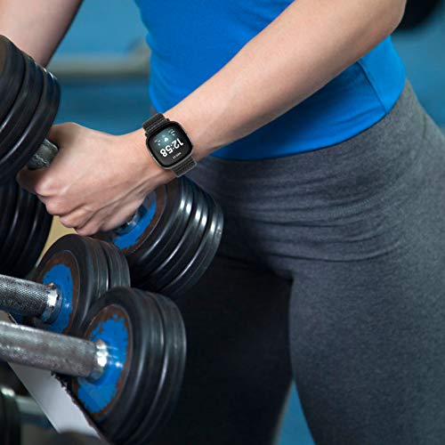 Nylon Replacement Bands for Fitbit Versa 4/Sense 2 - Dark Black