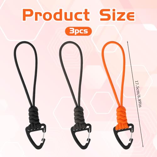 Paracord Keychain Carabiner Set - 3PCS in Black, Green, Orange