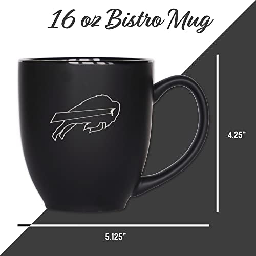 Buffalo Bills 15oz Matte Black Bistro Mug - Etched Team Logo
