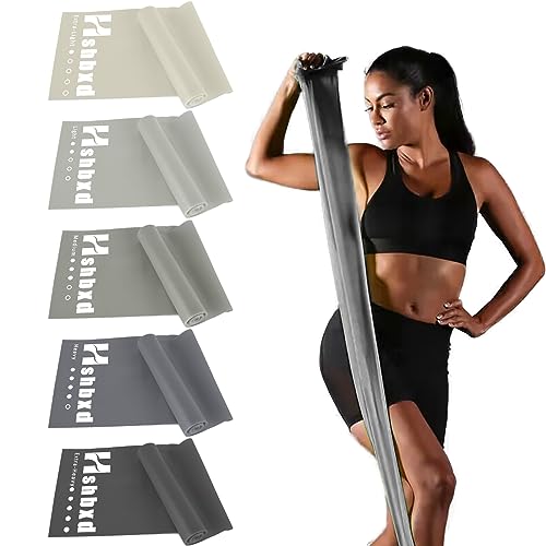 Hshbxd Gradient Gray 5-Pc Resistance Bands Set for Physical Therapy, Yoga & Pilates 10-115 lbs