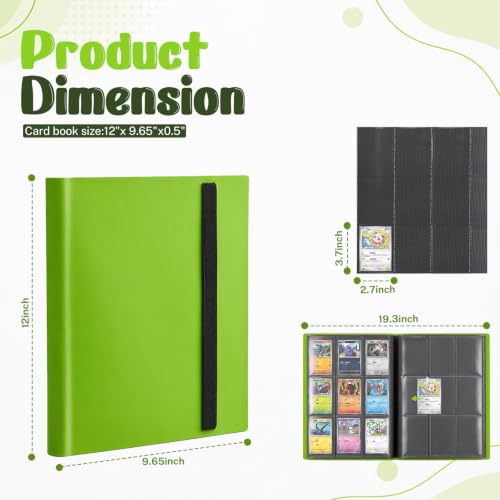 Trading Card Binder - 9 Pocket Album for 360 Cards, Apple Green