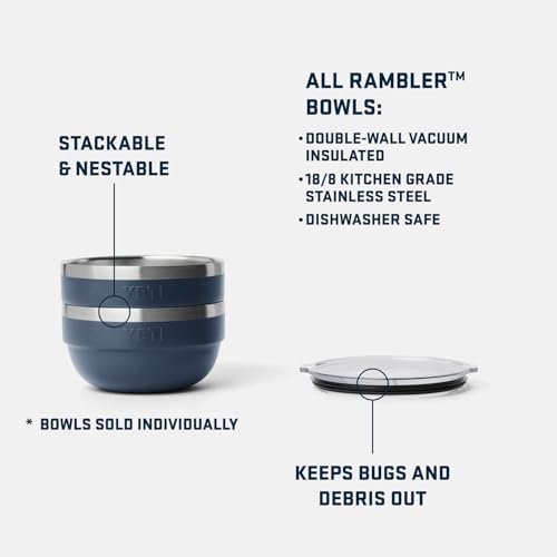 YETI Rambler 1 Quart White Vacuum-Insulated Nestable Bowl with Lid