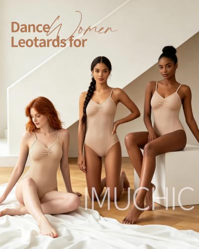 iMuchic Women's Beige Small Leotard for Dance & Ballet Practice