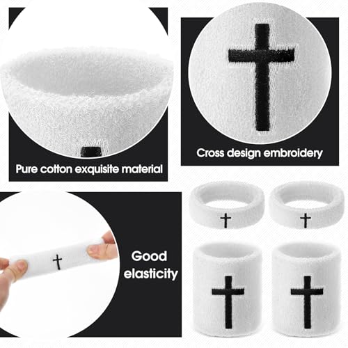 Cross Bicep Bands & Sweat Wristbands Set - White