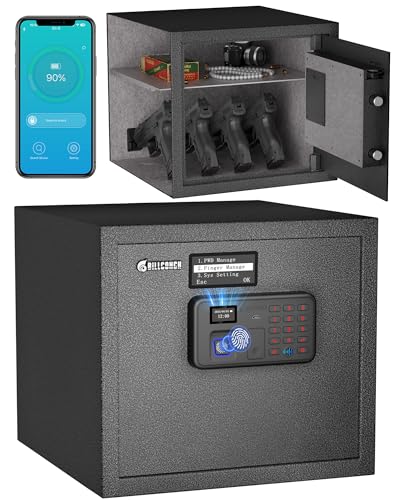 Smart Gun Safe for Multiple Pistols - Biometric Handgun Safe, Black - 0.8 Cubic Feet