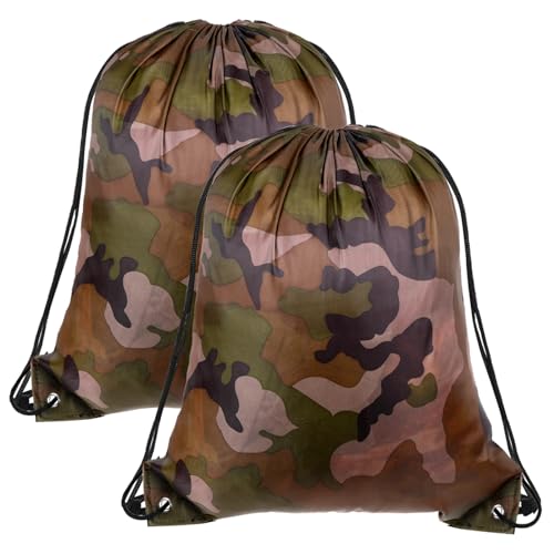 2PCS Waterproof Camouflage Drawstring Backpack - 16.5 x 13.8 Inch