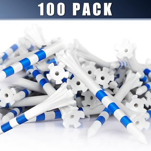CHAMPKEY White 3-1/4 Inch Golf Tees 100 Pack - Longer Distance & Stability