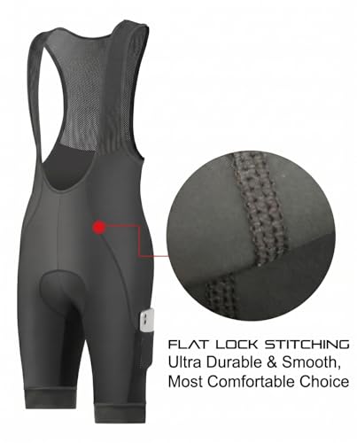 CEROTIPOLAR Men's Cycling Bib Shorts with 4D MaxCool Pad - X-Large Black